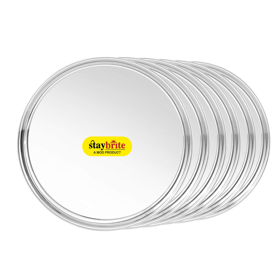Staybrite Stainless Steel Kanchan Begi Plate Set of 6 | Dinner Plate Set