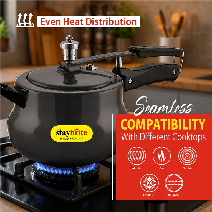 Hard Anodized Matki Pressure Cooker | Thick Bottom, Fast and Nutritious Cooking for Indian Kitchen