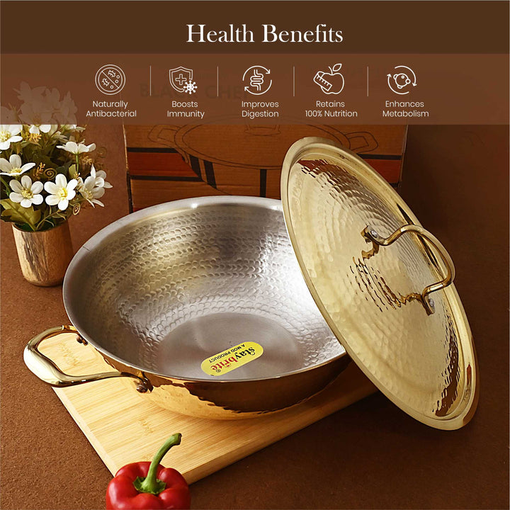 Brass Lid Kadhai – Traditional Indian Wok with Brass Lid | Staybrite Cookware