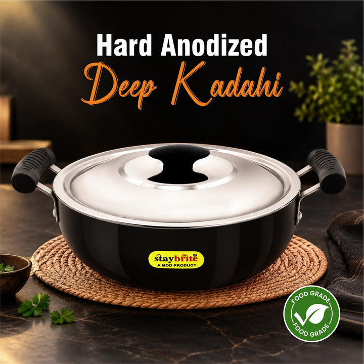 Staybrite Hard Anodized Deep Kadai | Heavy-Duty Kadai