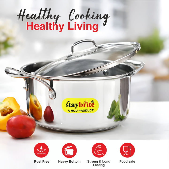 Triply Stock Pot – 3-Ply Stainless Steel Stock Pot for Even Heating &amp; Large-Batch Cooking