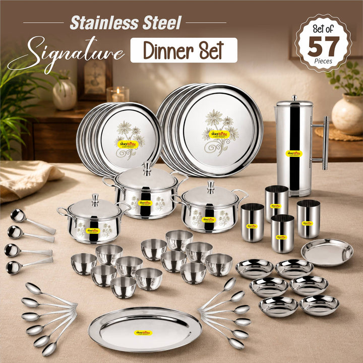 Staybrite Stainless Steel Dinner Set 57 Pcs | Elegant Dining Set