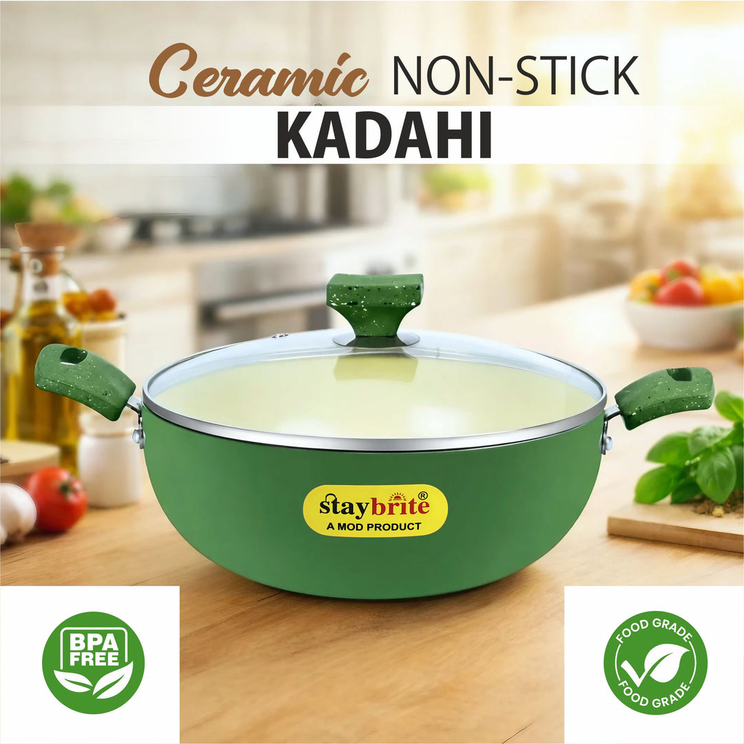 Ceramic Coated  Kadahi – PFOA Free Deep Kadhai for Daily Cooking