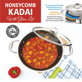 Staybrite Triply Honeycomb Kadai with Glass Lid