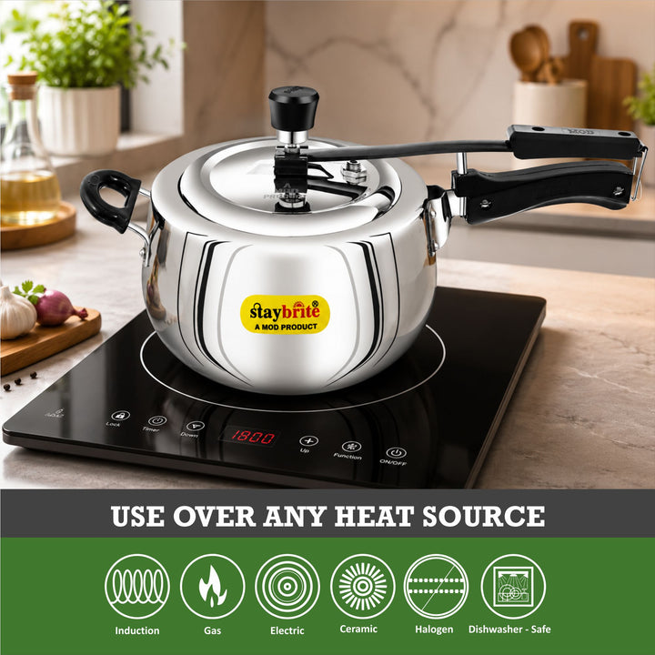 Staybrite Triply Handi Pressure Cooker | Induction &amp; Gas Compatible