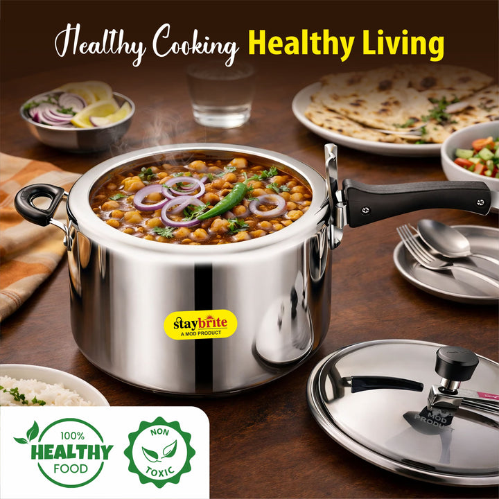 Staybrite Triply Classic Pressure Cooker | Tri-Ply Stainless Steel Outer Lid