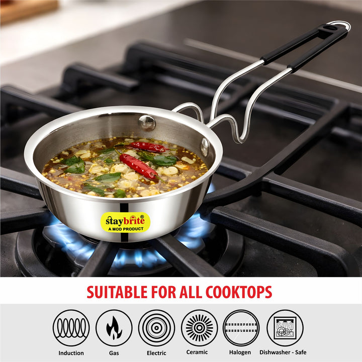 Triply Tadka Pan 2.5 mm – 3-Ply Stainless Steel Tadka Pan for Quick &amp; Even Tempering