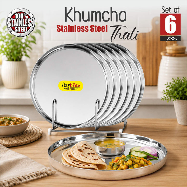 Staybrite Premium Stainless Steel Khomcha Thali Set of 6