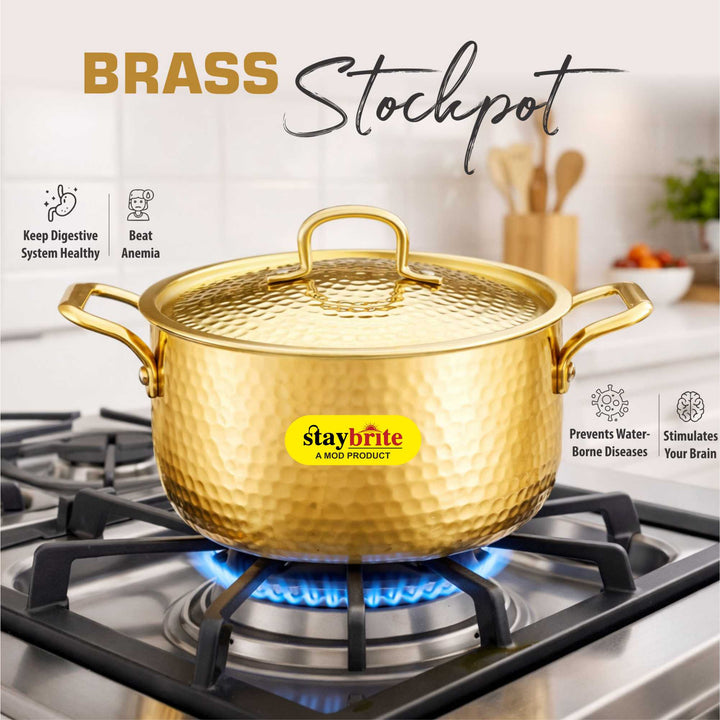 Premium Brass Stock Pot for Home &amp;amp; Professional Kitchens | Staybrite Cookware