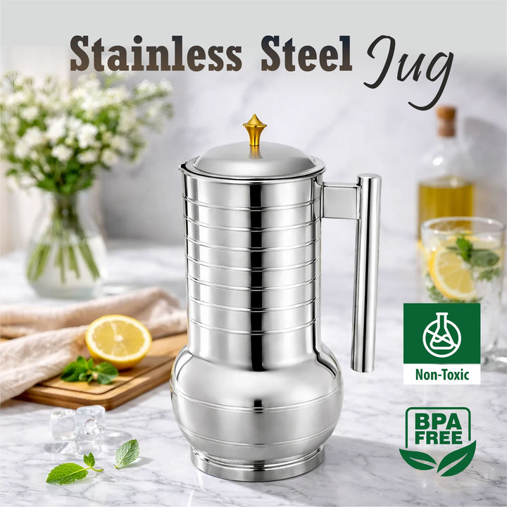 Staybrite Ringer Stainless Steel Water Jug 2 Litre | Kitchen Serving Jug