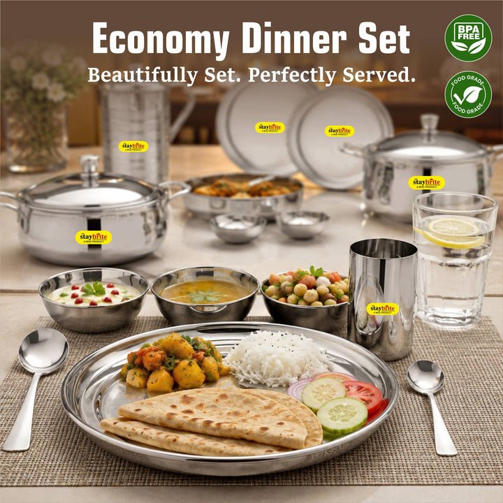 Staybrite Stainless Steel Dinner Set 35 Pcs | Economy Dining Set