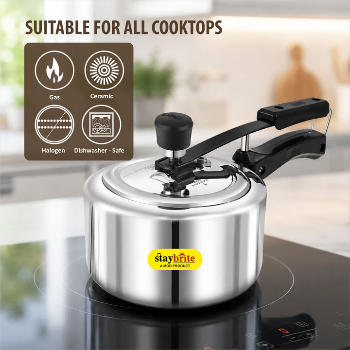 Staybrite Triply Classic Pressure Cooker | Tri-Ply Stainless Steel Outer Lid