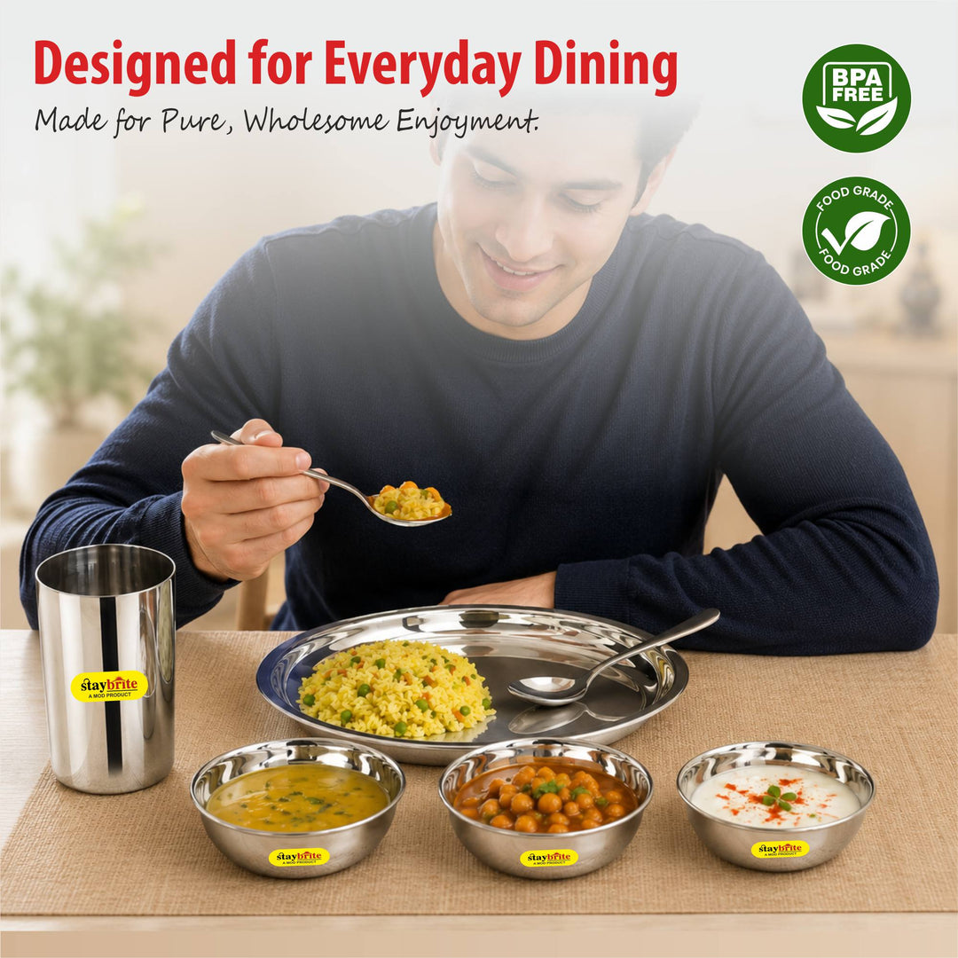 Staybrite Stainless Steel Thali Set 7 Pcs | Premium Dining Set