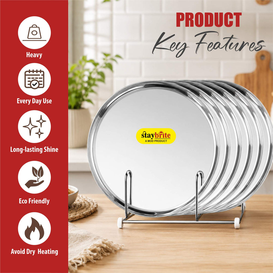 Staybrite Premium Stainless Steel Khomcha Thali Set of 6