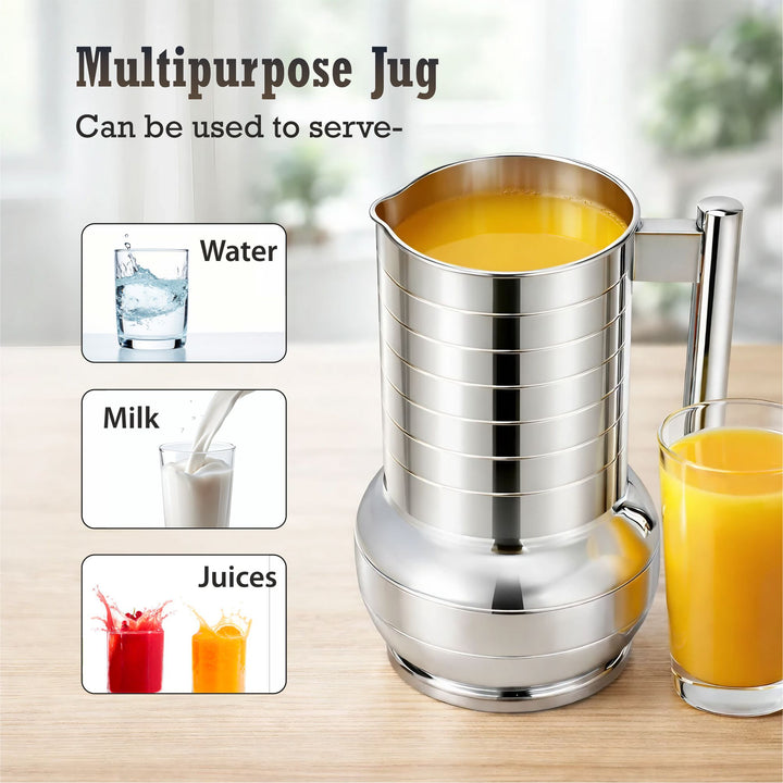 Staybrite Ringer Stainless Steel Water Jug 2 Litre | Kitchen Serving Jug