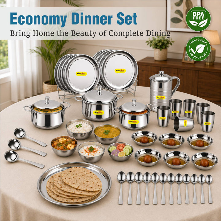 Staybrite Stainless Steel Dinner Set 51 Pcs | Complete Family Set