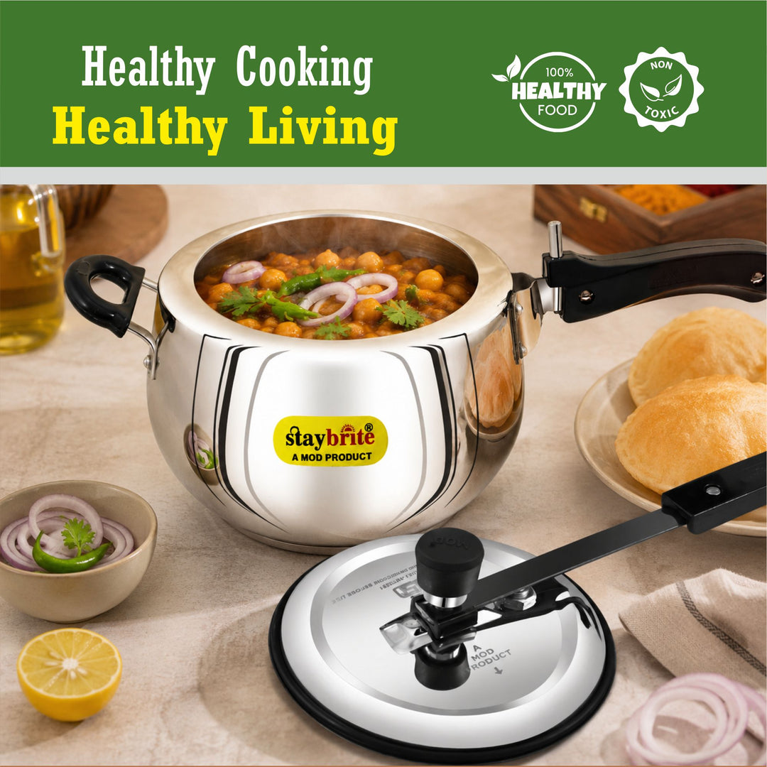 Staybrite Triply Handi Pressure Cooker | Induction &amp; Gas Compatible