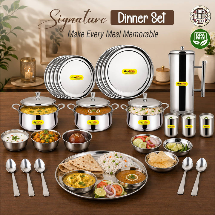 Staybrite Stainless Steel Dinner Set 57 Pcs | Elegant Dining Set
