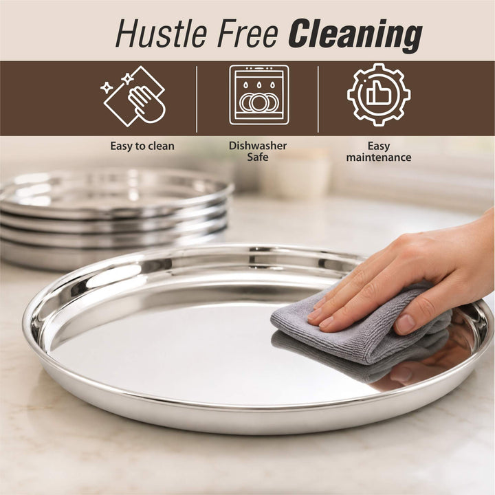 Staybrite Stainless Steel NP Beading Thali Set of 6 | Dinner Thali Set