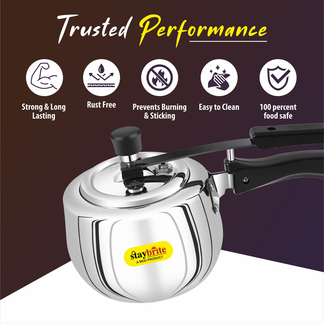 Staybrite Triply Handi Pressure Cooker | Induction &amp; Gas Compatible