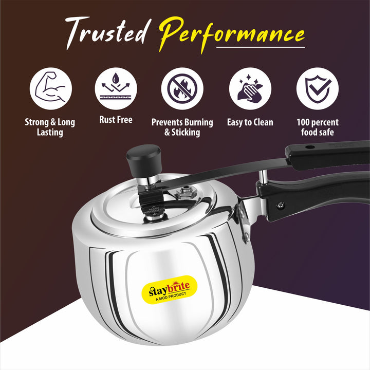 Staybrite Triply Handi Pressure Cooker | Induction &amp; Gas Compatible