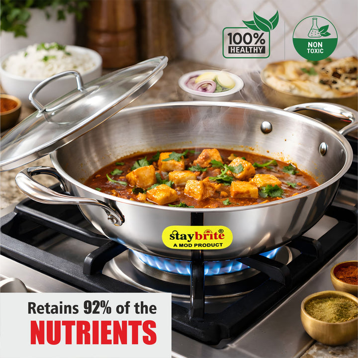 Triply Kadai | 3-Ply Stainless Steel for Even Heat Cooking