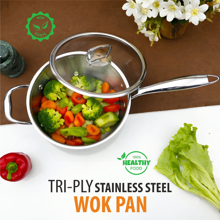 Triply Wok Pan | Multi-Cooktop Compatible Stainless Steel