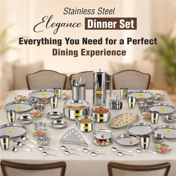 Staybrite Stainless Steel Dinner Set 61 Pcs | All-in-One Dining Set