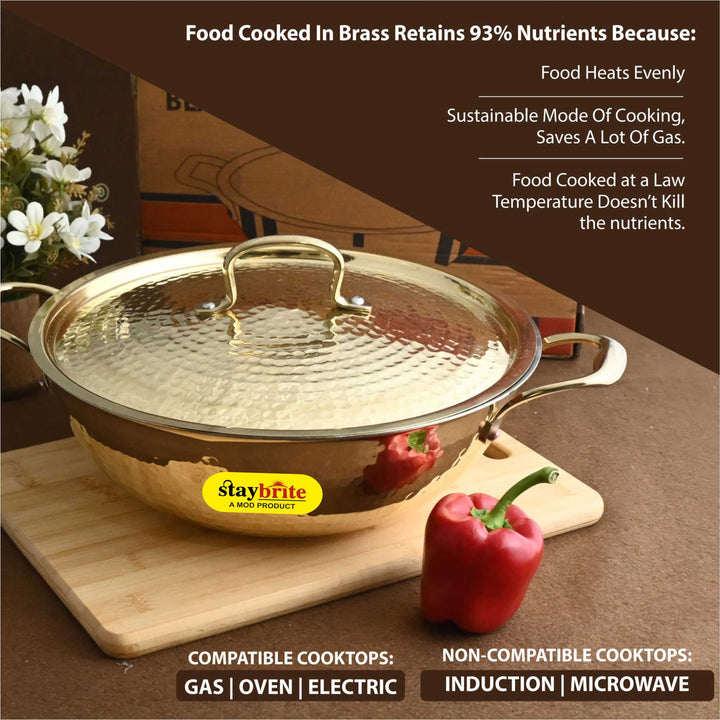 Brass Lid Kadhai – Traditional Indian Wok with Brass Lid | Staybrite Cookware