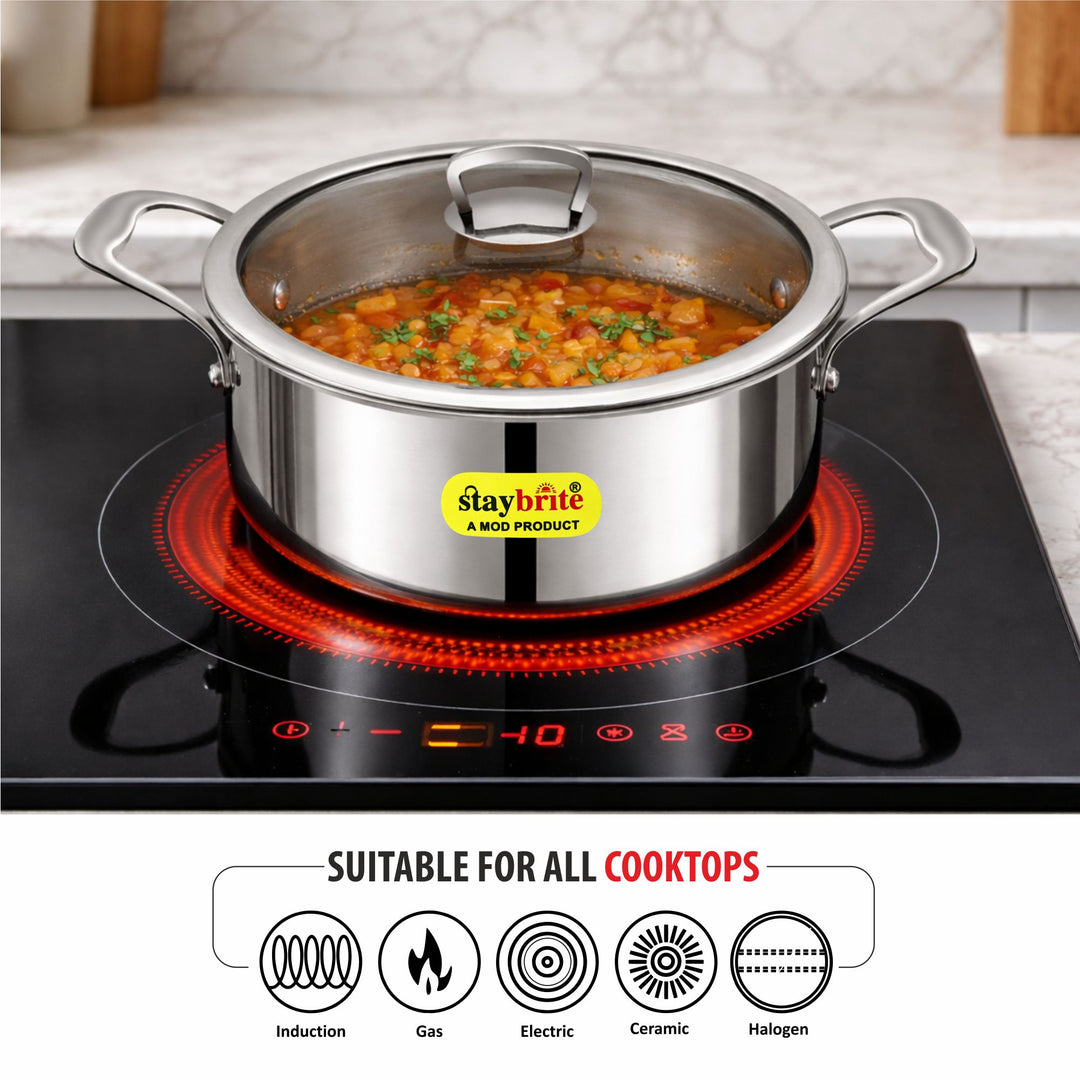 Triply Stock Pot – 3-Ply Stainless Steel Stock Pot for Even Heating &amp; Large-Batch Cooking