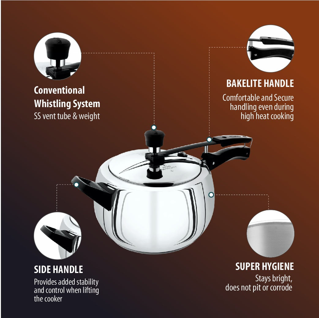 Stainless Steel Handi Pressure Cooker | Healthy, Durable and Quick Cooking for Indian Kitchens