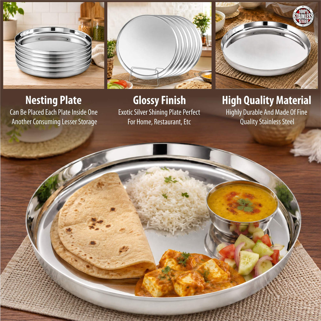 Staybrite Premium Stainless Steel Khomcha Thali Set of 6