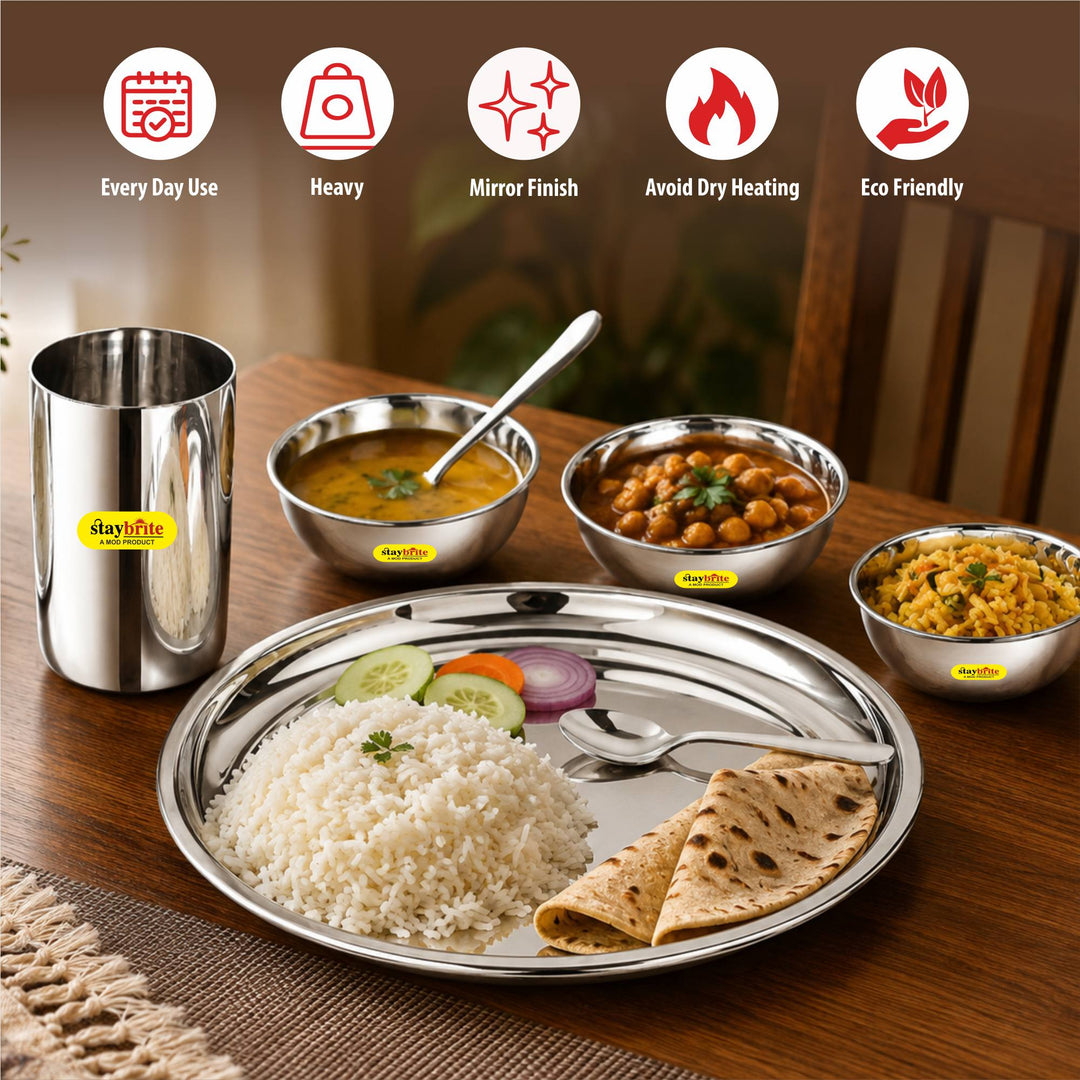 Staybrite Stainless Steel Thali Set 7 Pcs | Premium Dining Set