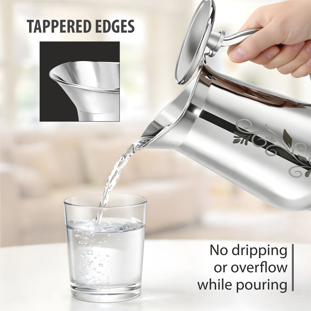 Staybrite Flip Lid Stainless Steel Water Jug 2 Litre | Serving Jug