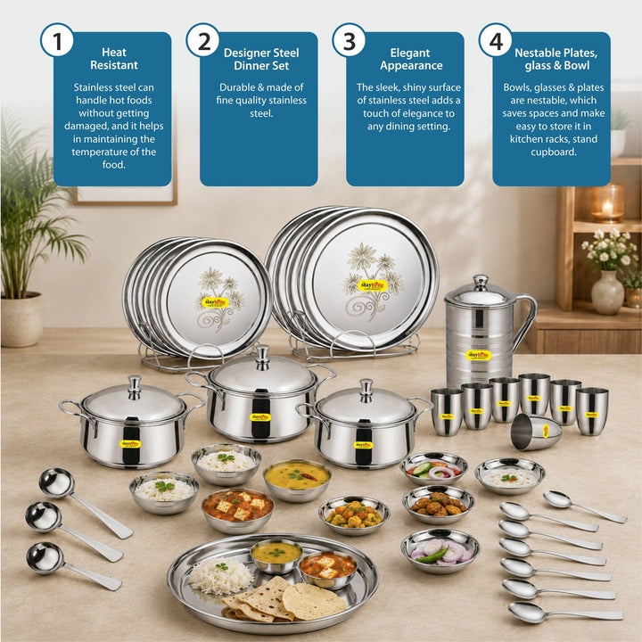 Staybrite Stainless Steel Dinner Set 51 Pcs | Complete Family Set