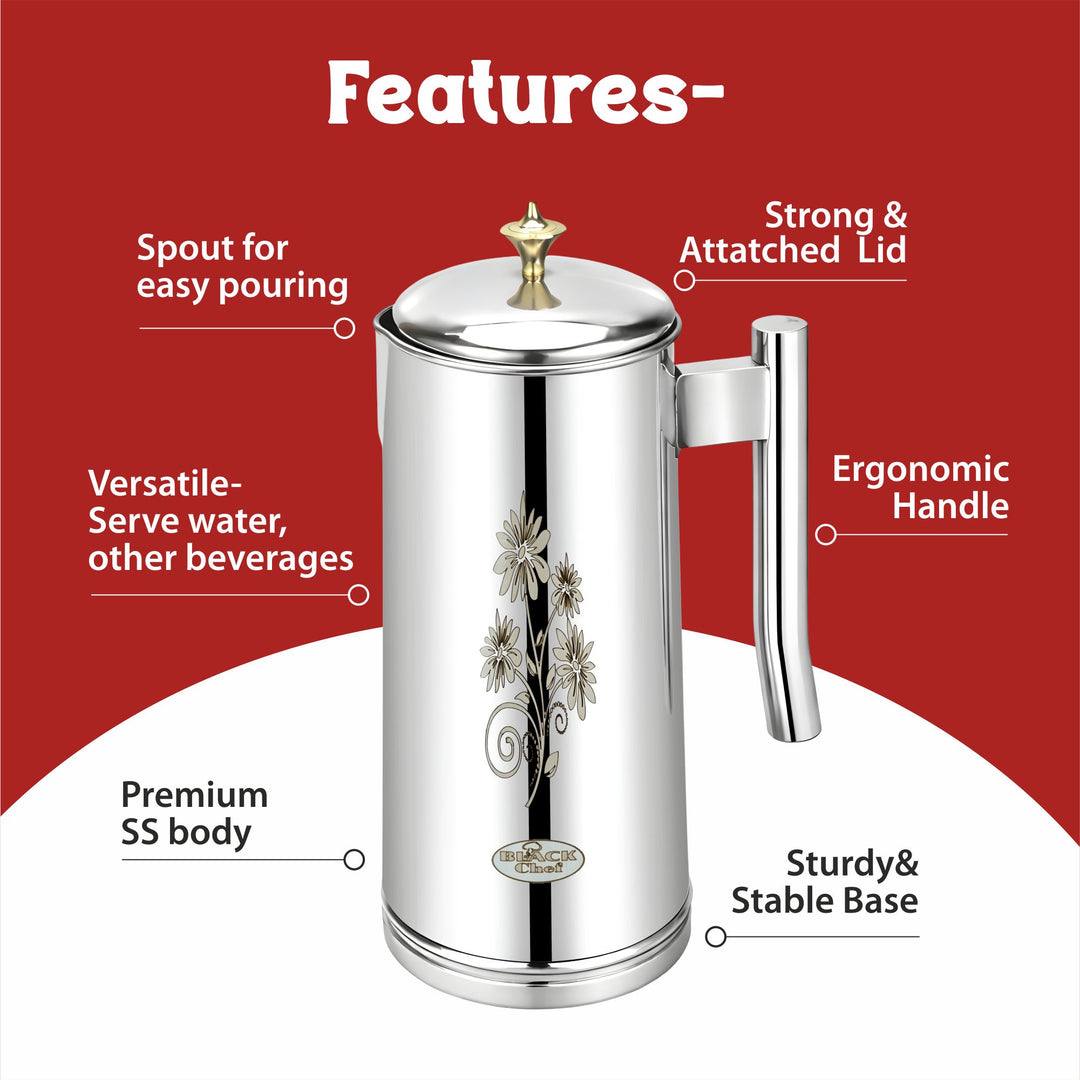 Staybrite Nexa Stainless Steel Water Jug 2 Litre | Kitchen Serving Jug