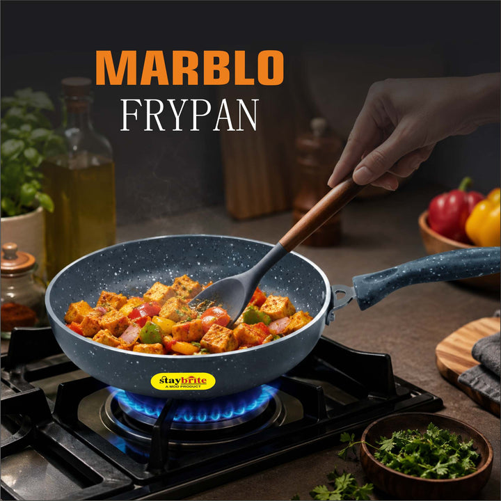 Staybrite Marble Coated Frypan with Glass Lid | Even &amp; Easy Cooking