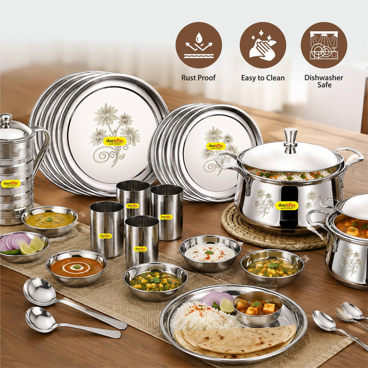 Staybrite Stainless Steel Dinner Set 35 Pcs | Economy Dining Set