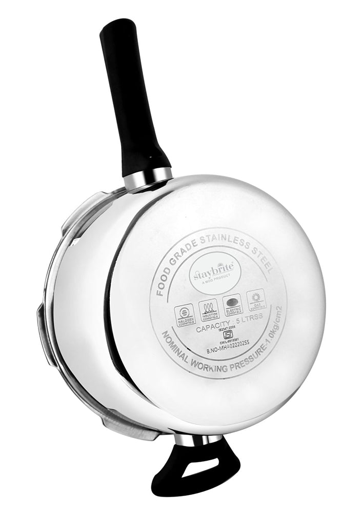 Triply Outer Lid Pressure Cooker | Heavy Gauge Stainless Steel Tri-Ply Cooker for Fast &amp; Healthy Cooking | Induction &amp; Gas Compatible