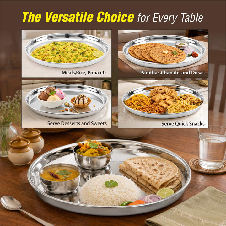 Staybrite Stainless Steel NP Beading Thali Set of 6 | Dinner Thali Set