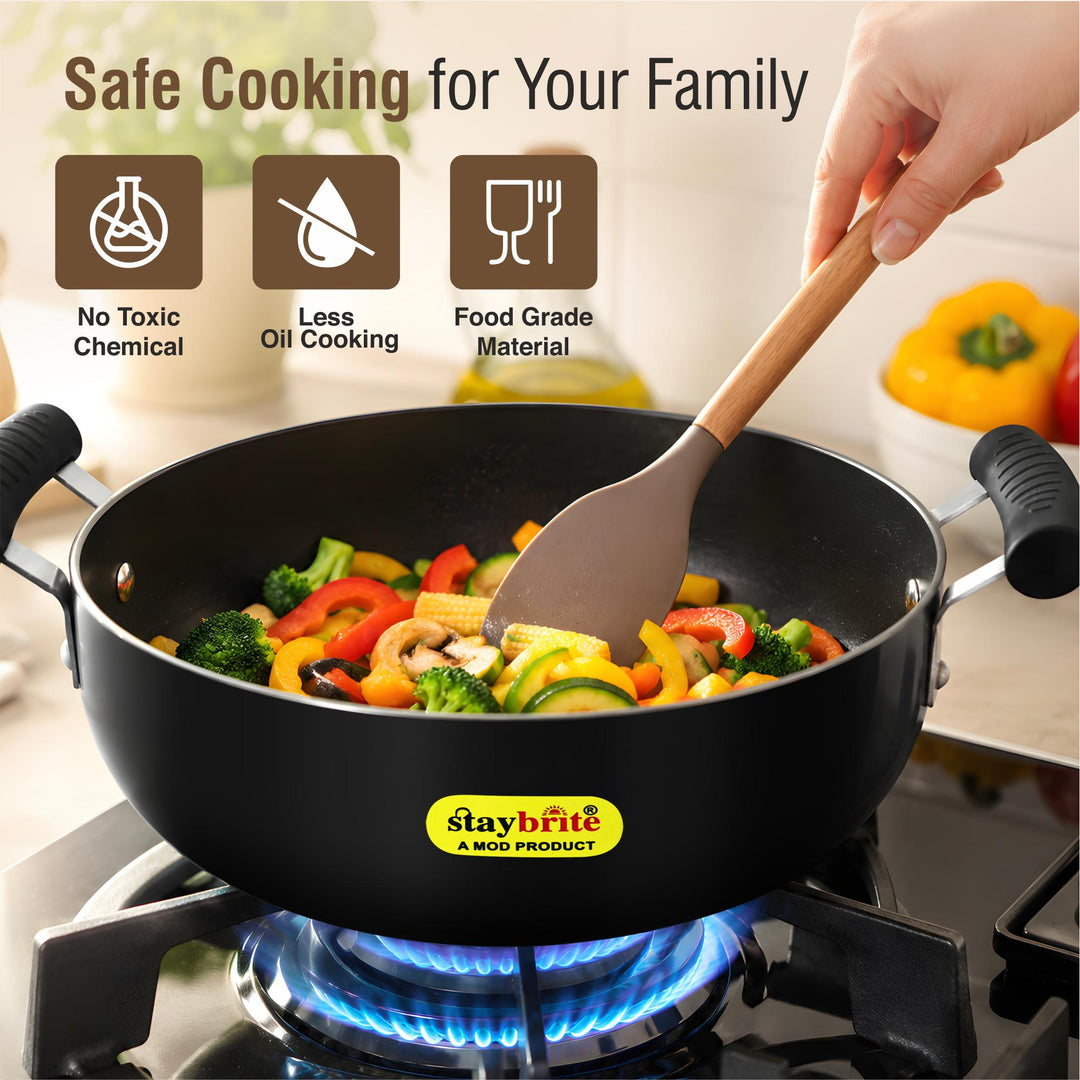 Staybrite Hard Anodized Deep Kadai | Heavy-Duty Kadai