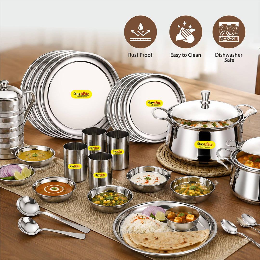 Staybrite Stainless Steel Dinner Set 35 Pcs | Economy Dining Set