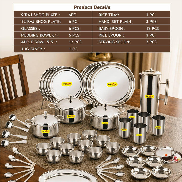 Staybrite Stainless Steel Dinner Set 57 Pcs | Elegant Dining Set