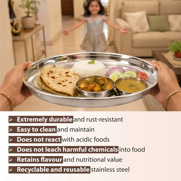 Staybrite Stainless Steel NP Beading Thali Set of 6 | Dinner Thali Set