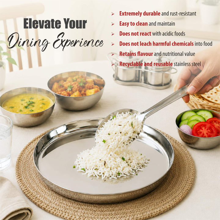 Staybrite Premium Stainless Steel Khomcha Thali Set of 6