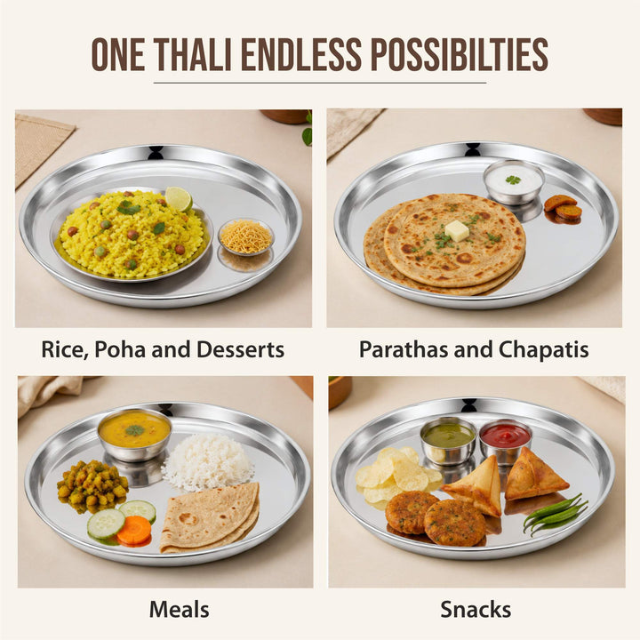 Staybrite Stainless Steel Kanchan Begi Plate Set of 6 | Dinner Plate Set
