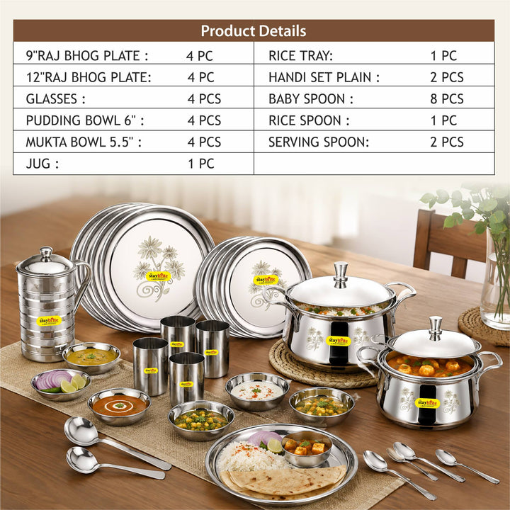 Staybrite Stainless Steel Dinner Set 35 Pcs | Economy Dining Set
