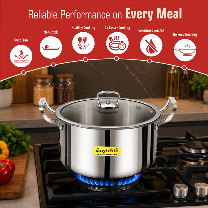 Staybrite Triply Stock Pot | 3-Ply Stainless Steel