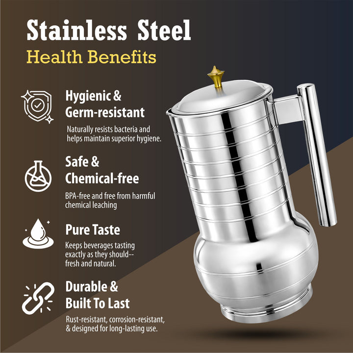 Staybrite Ringer Stainless Steel Water Jug 2 Litre | Kitchen Serving Jug