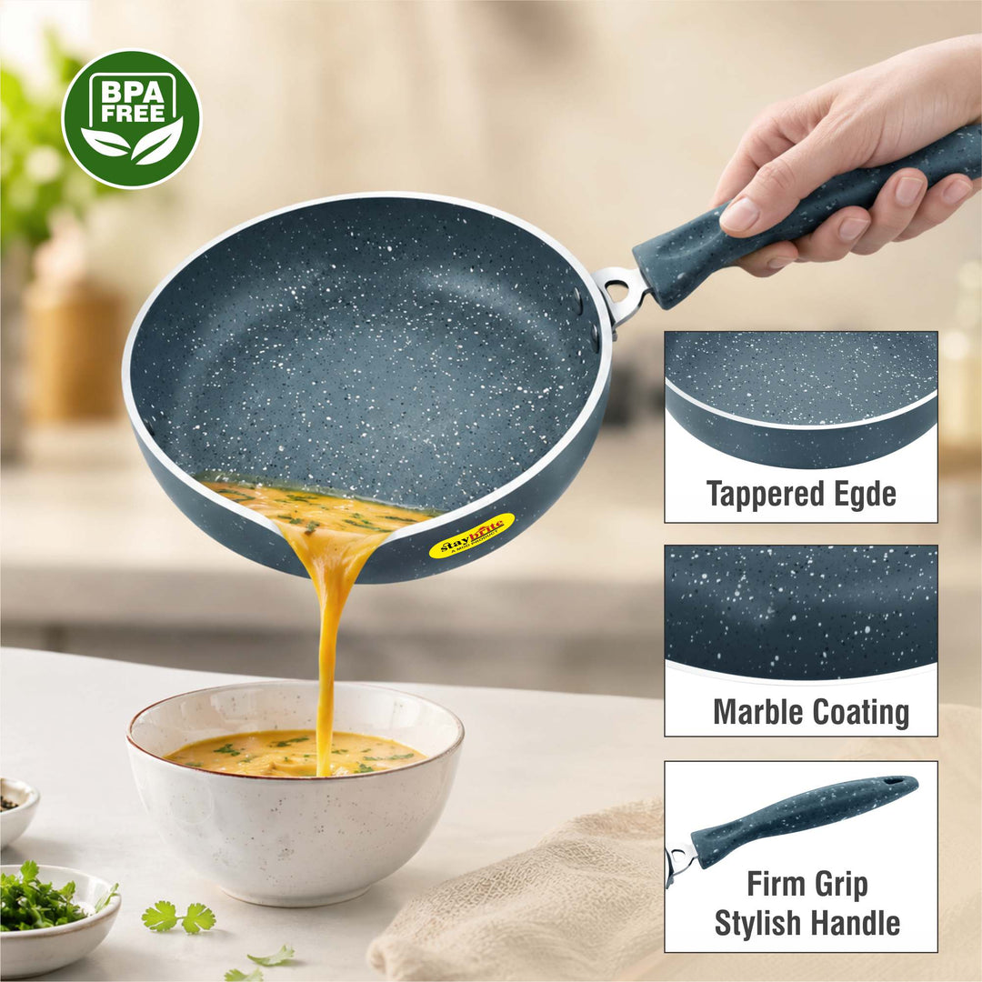 Staybrite Marble Coated Frypan with Glass Lid | Even &amp; Easy Cooking